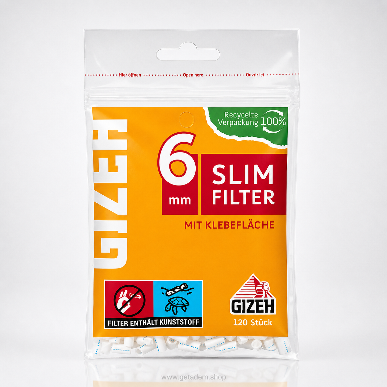 GIZEH BLACK® 6mm Slim Filter (Klebefläche) 1VE