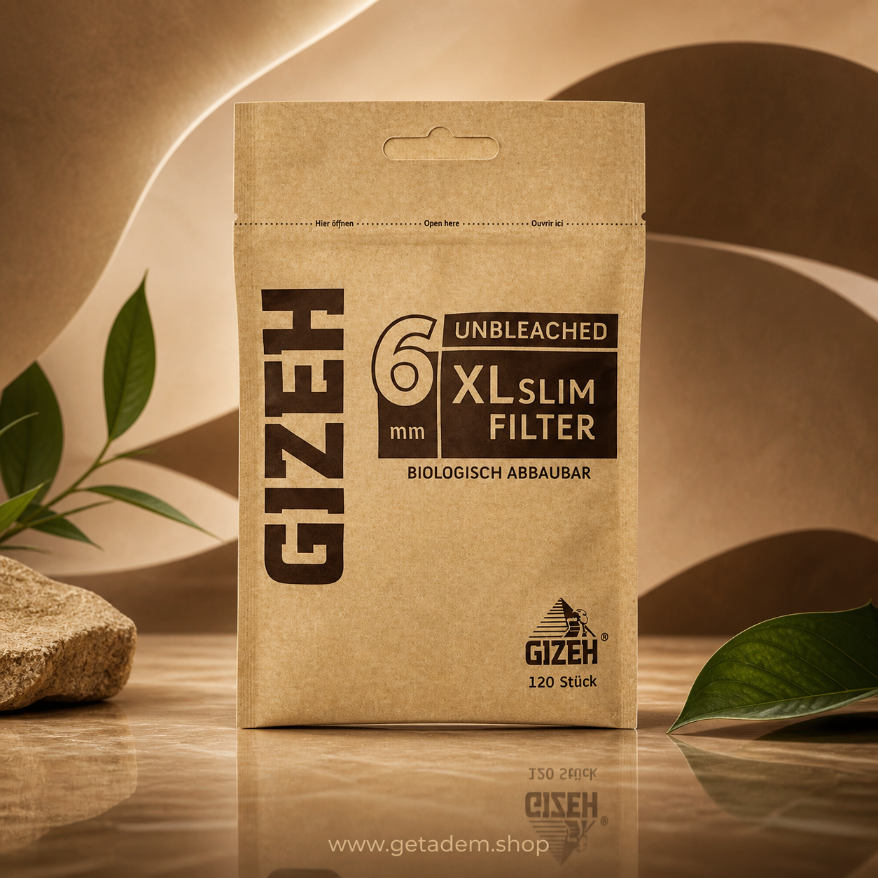 GIZEH BLACK® 6mm XL Unbleached Slim Filter 1VE