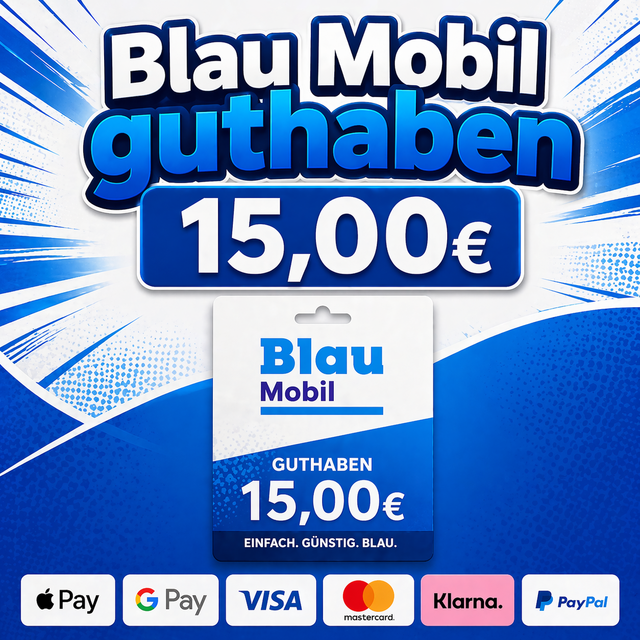 Blau Mobil PrePaid Guthaben 15€